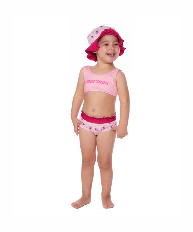 Baby Girl Set 1 to 3 Yars Old Top Regata and Bottom Babado with Hat Mormaii